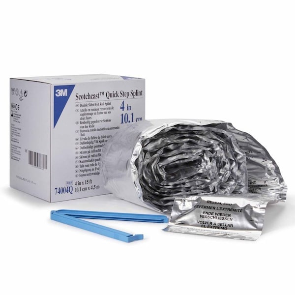 3M Scotchcast Padded Splint Roll 4 Inch X 15 Foot Felt / Fiberglass White, 2PK 74004Q - main